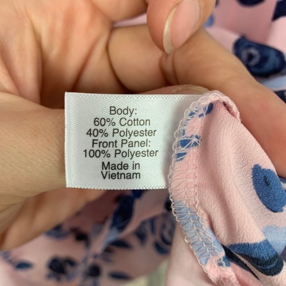 Lane Bryant Pink Blue Floral Mixed Fabric Top - Picture 7 of 8